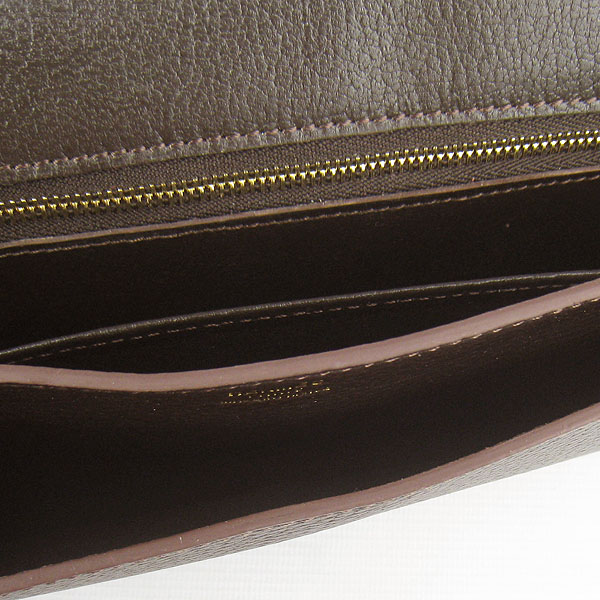 7A Hermes Togo Leather Messenger Bag Dark Coffee With Gold Hardware H021 Replica